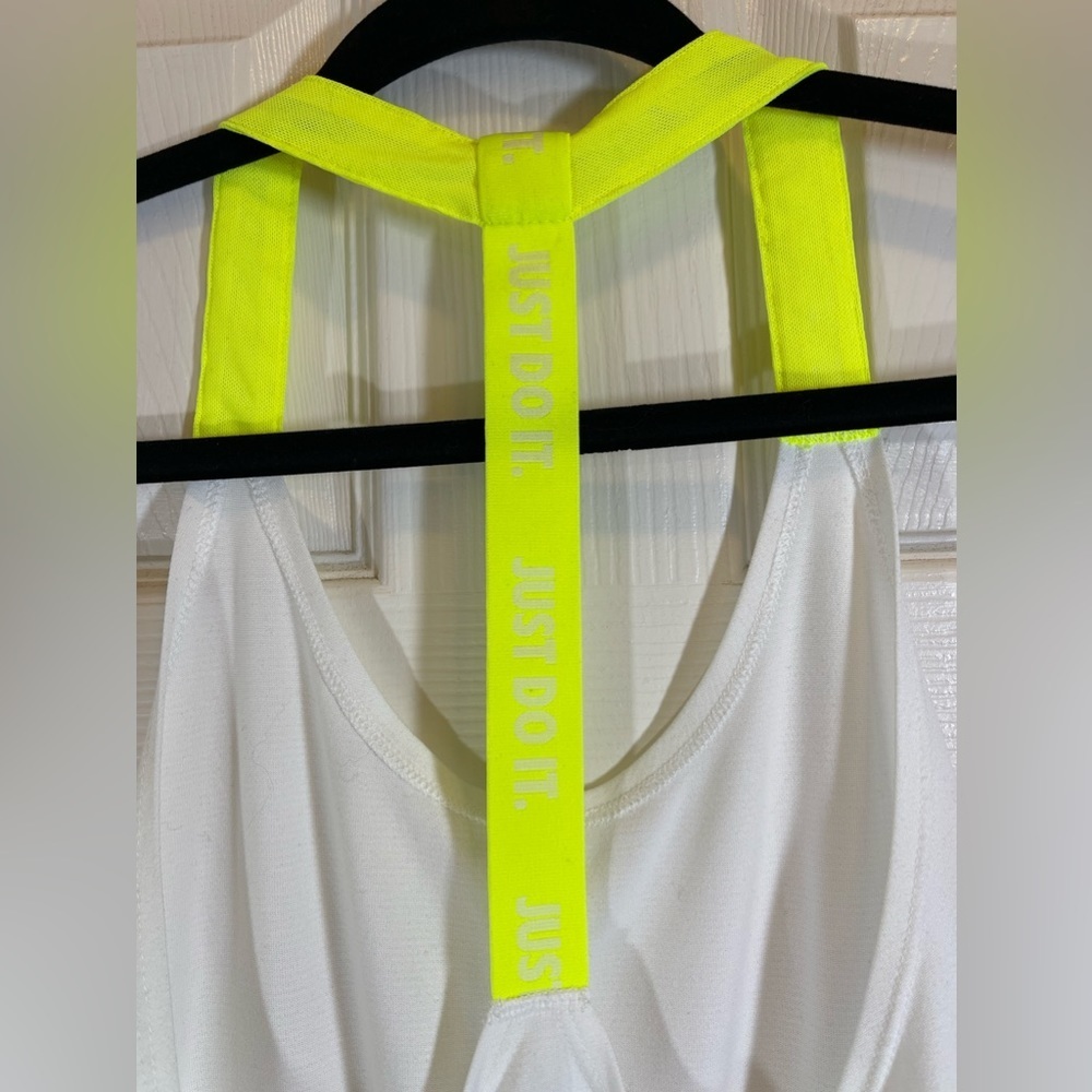 NIKE Women’s Dry‎ Fit Athletic Tank Top White and Neon Yellow Size Small - Picture 5 of 6